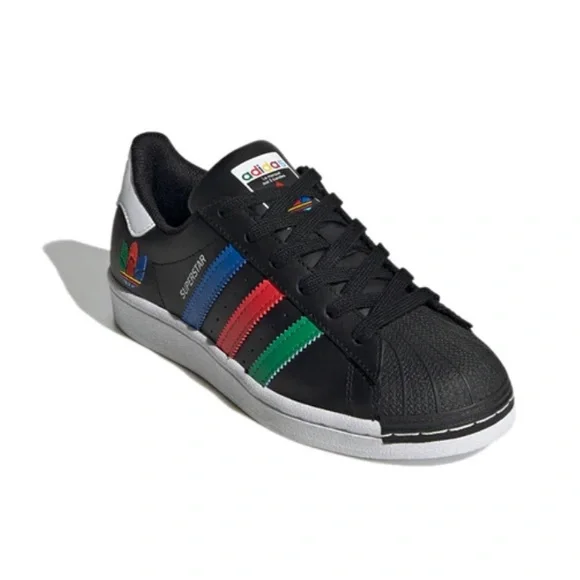 adidas Originals | Shoes | Adidas Superstar J Colorful Stripes Core Black  Fw5235 | Poshmark